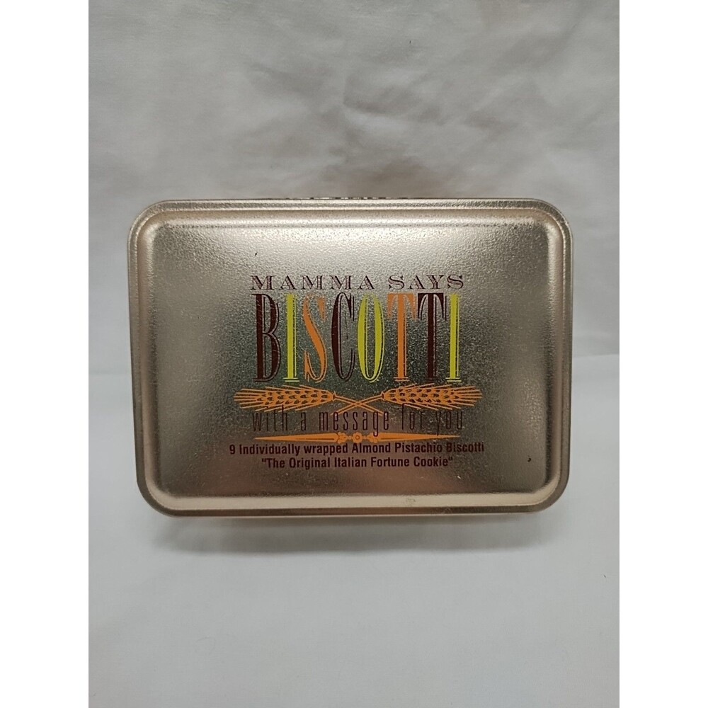 *Empty Tin* Mamma Says Biscotti With A Message For You Tin 5" X 1 1/2" X 3 1/2"